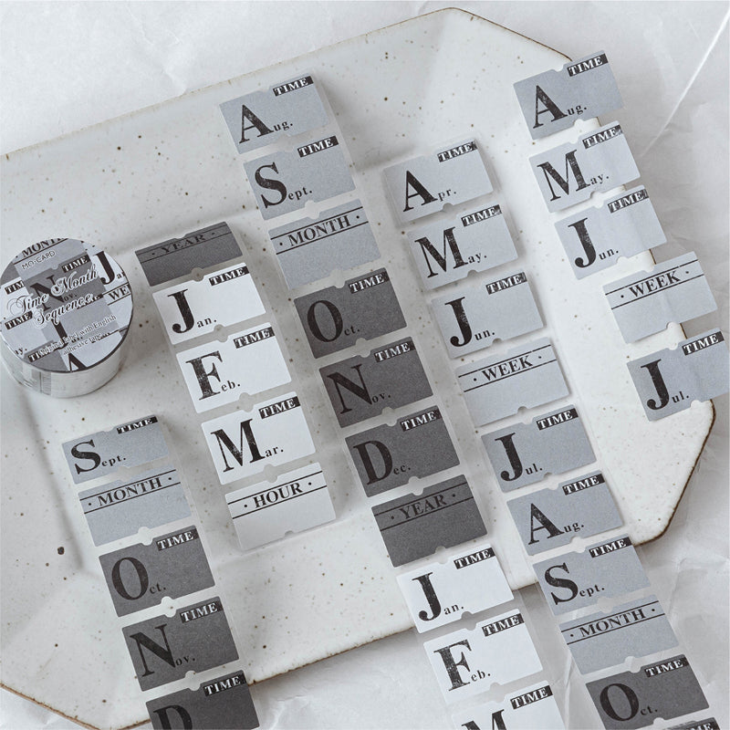 Label Element Series Die Cutting White Kraft Paper Tape featuring white designs for journaling, scrapbooking and collage