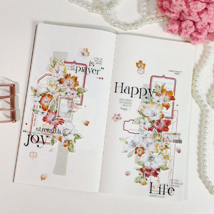5.5cm*100cm Crimson Magnolia Die Cutting Washi/PET Tape for journaling, scrapbooking and collage