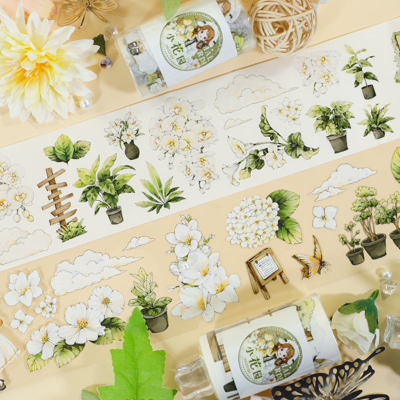 Small Garden Die Cutting Washi/Shell Light PET Tape featuring garden, and light designs for journaling, scrapbooking and collage