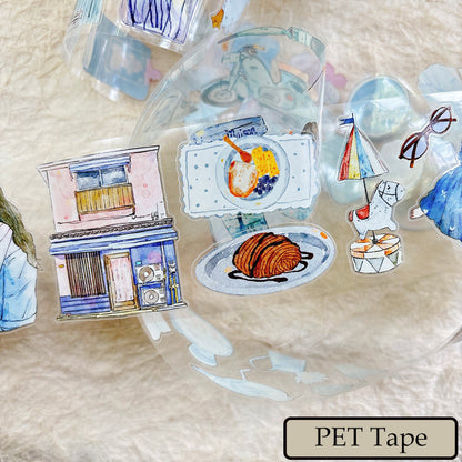 6cm*166cm Blue Atmosphere Die Cutting Washi/PET/Fog PET Tape