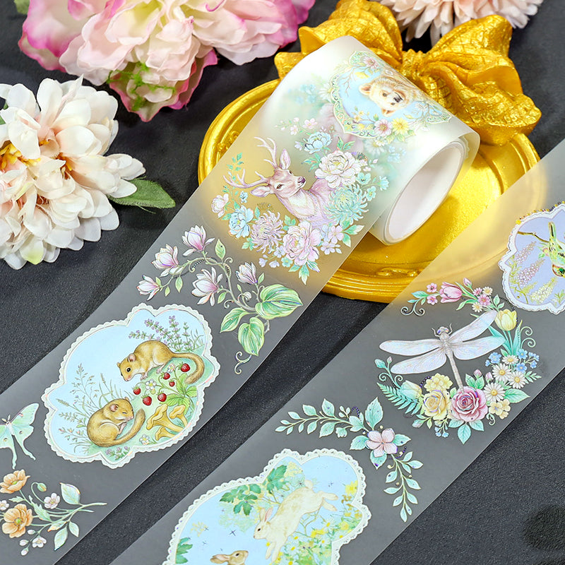 Flower Fields Fairy Tale Shell Silver Fog PET Tape