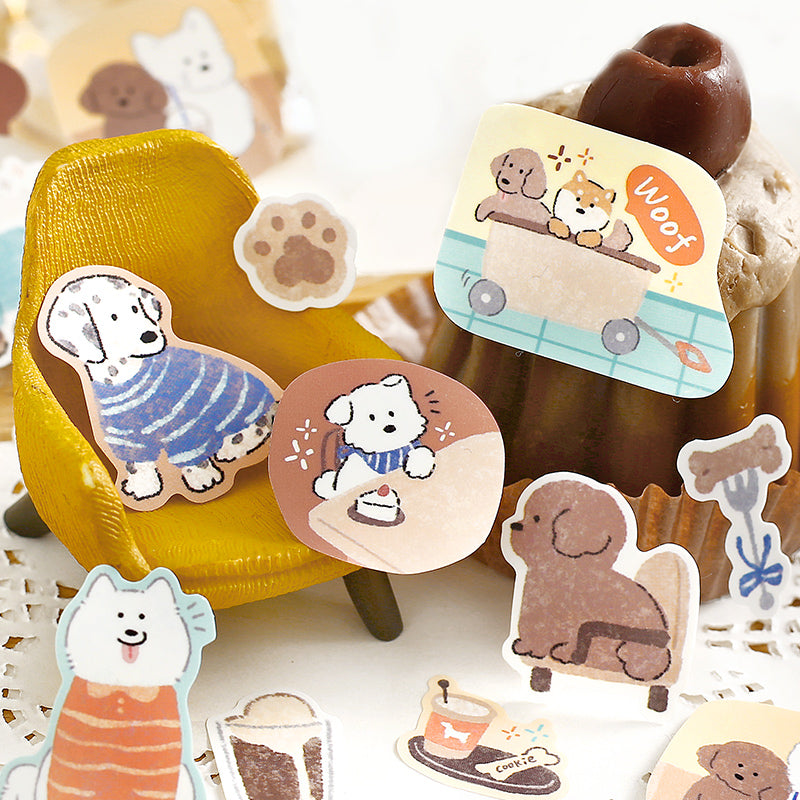 Caring Dog Series Die Cutting Synthetic Paper Tape featuring dog designs for journaling, scrapbooking and collage