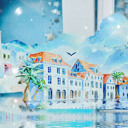 7.5cm*125cm Town Sky Shell Light PET Tape featuring sky, and light designs for journaling, scrapbooking and collage