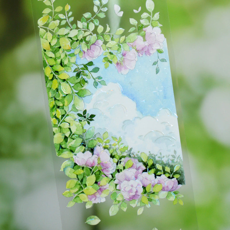 6.5cm*120cm Explore Mountains Shell Light PET Tape featuring light designs for journaling, scrapbooking and collage