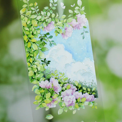 6.5cm*120cm Explore Mountains Shell Light PET Tape featuring light designs for journaling, scrapbooking and collage