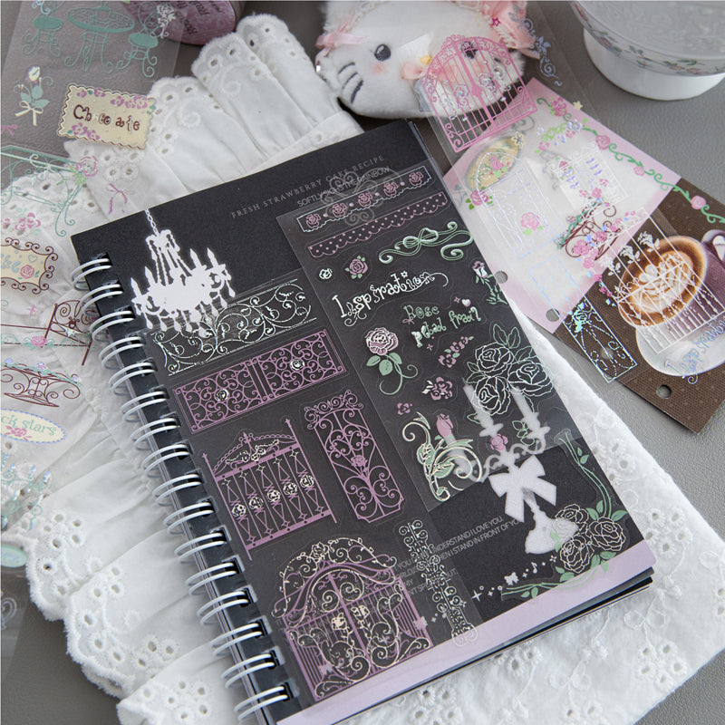 Rose Story Series Die Cutting Silver Stamping PET Tape