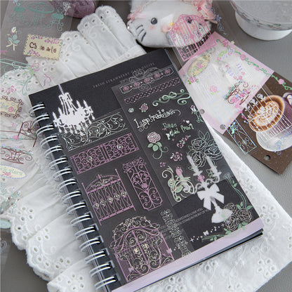 Rose Story Series Die Cutting Silver Stamping PET Tape