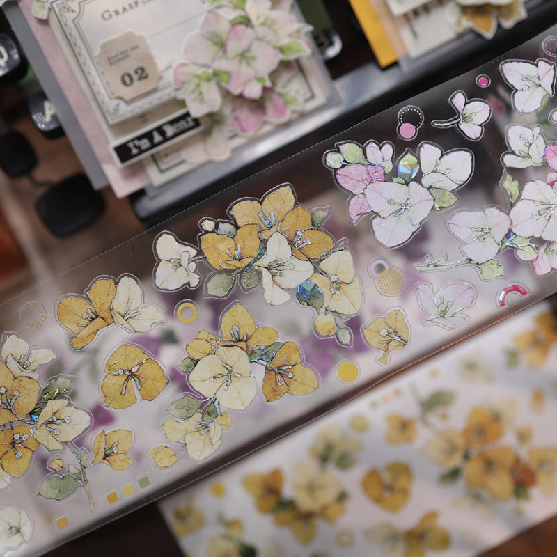 6.5cm*120cm Bougainvillea Speetabilis Die Cutting Washi/PET/Shell Light PET Tape