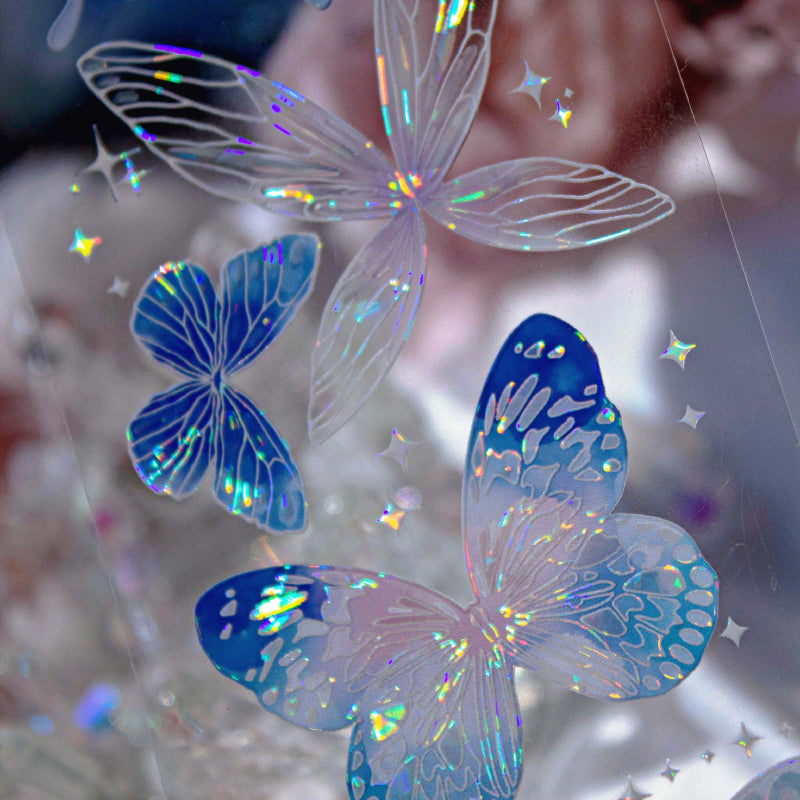 6cm*100cm Hyaline Feather Shell Light PET Tape featuring light designs for journaling, scrapbooking and collage