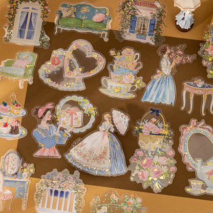 Rococo Tea Party Series Sticker featuring tea, and party designs for journaling, scrapbooking and collage