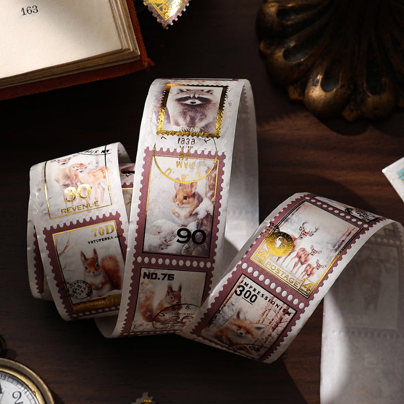 Postal Home Series Gold Stamping Washi Tape featuring old, gold, and post designs for journaling, scrapbooking and collage