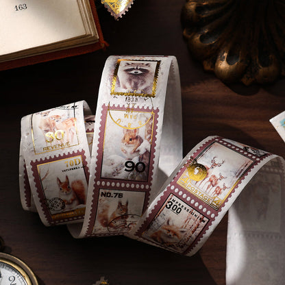 Postal Home Series Gold Stamping Washi Tape featuring old, gold, and post designs for journaling, scrapbooking and collage