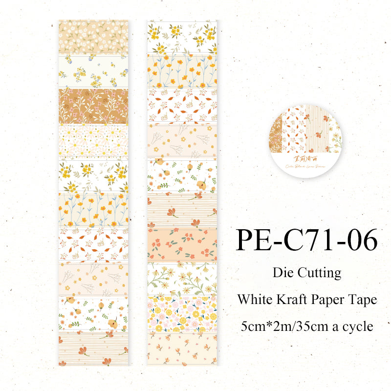 Flower letter series Die Cutting White Kraft Paper Tape