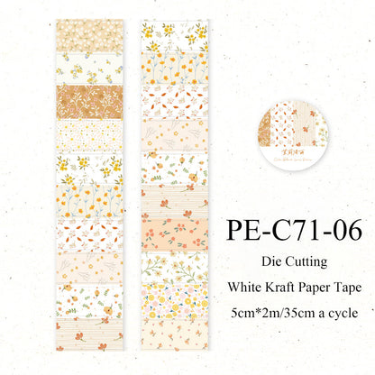 Flower letter series Die Cutting White Kraft Paper Tape