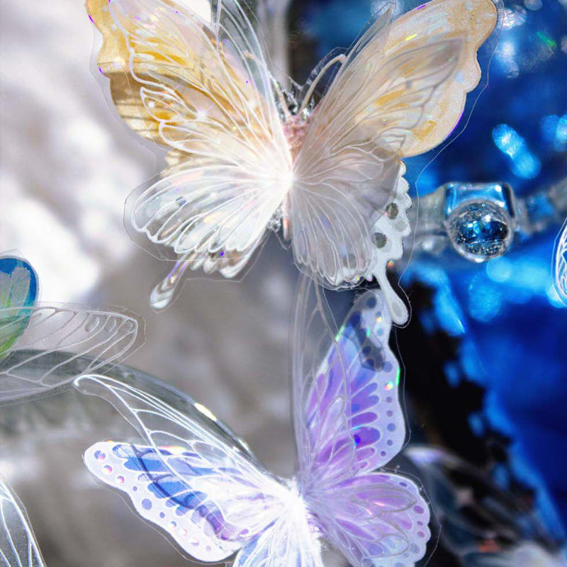 6cm*100cm Hyaline Feather Shell Light PET Tape featuring light designs for journaling, scrapbooking and collage