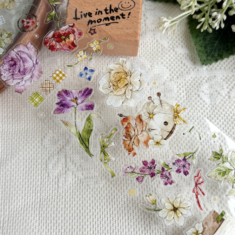 Whole Roll 6cm*5m Embroidered Flower Letter Die Cutting Washi/PET Tape