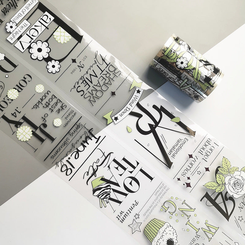 English Letters Series PET Tape featuring letter designs for journaling, scrapbooking and collage