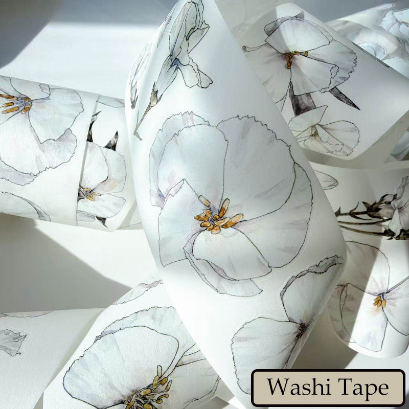 Whole Roll 6cm*10m White flower Die Cutting Washi/PET/Fog PET Tape