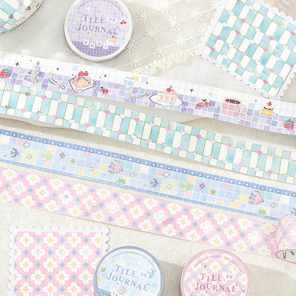 Flower Tile Diary Series Silver Stamping Washi Tape featuring silver, and flower designs for journaling, scrapbooking and collage