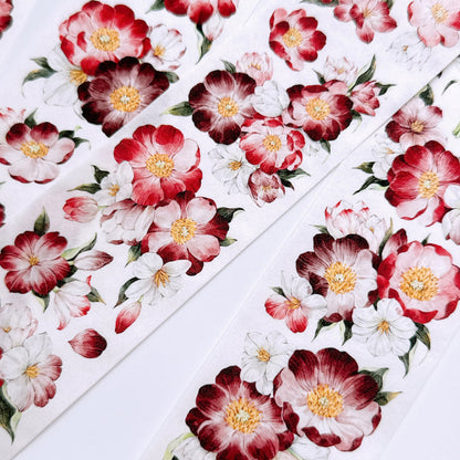 Whole Roll 5.5cm*5m Red Sand Dance Washi/PET Tape featuring red designs for journaling, scrapbooking and collage