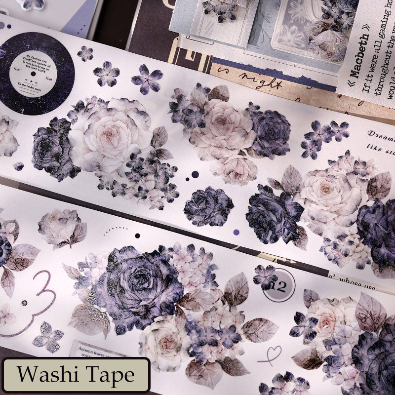 Whole Roll 6cm*5m Cloud Ink Flower Clusters Die Cutting Washi/PET/Shell Light Washi/PET Tape