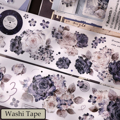 Whole Roll 6cm*5m Cloud Ink Flower Clusters Die Cutting Washi/PET/Shell Light Washi/PET Tape
