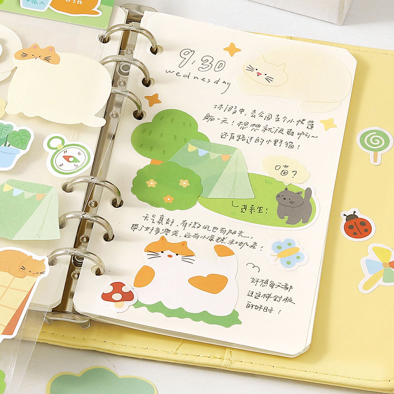 Flat Cat Diary Series Sticker featuring cat designs for journaling, scrapbooking and collage