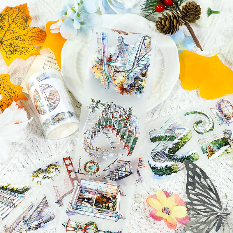 Frosted leaves Fog PET Tape for journaling, scrapbooking and collage
