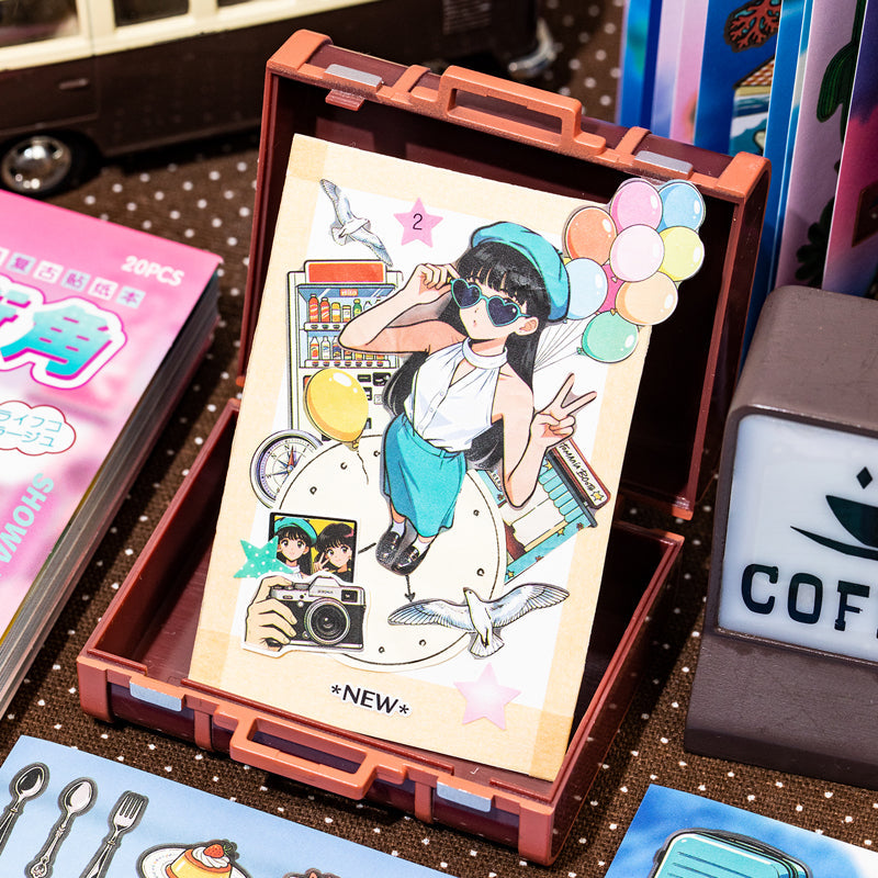 Showa Holiday Series Sticker Book featuring book designs for journaling, scrapbooking and collage
