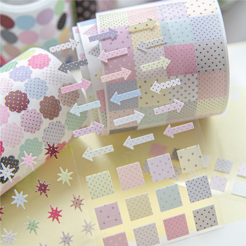 Polka Dot Control Series Die Cutting Flash Synthetic Paper Tape featuring dot designs for journaling, scrapbooking and collage