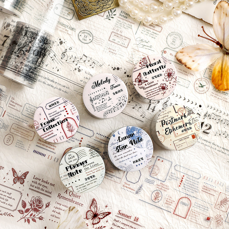 Ink Stains Letter Series PET Tape featuring letter designs for journaling, scrapbooking and collage