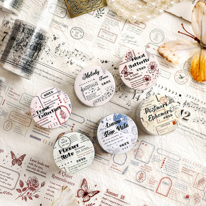 Ink Stains Letter Series PET Tape featuring letter designs for journaling, scrapbooking and collage