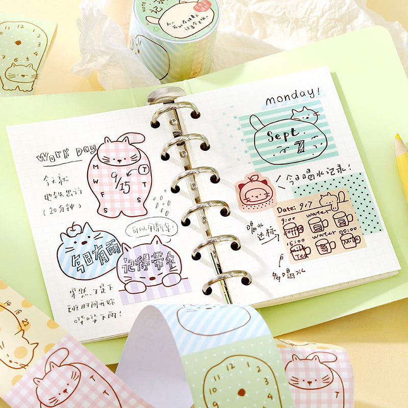 Flat Cat Diary Series Die Cutting Writing Paper Tape