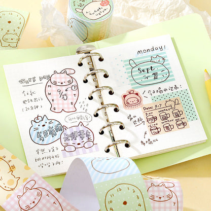 Flat Cat Diary Series Die Cutting Writing Paper Tape
