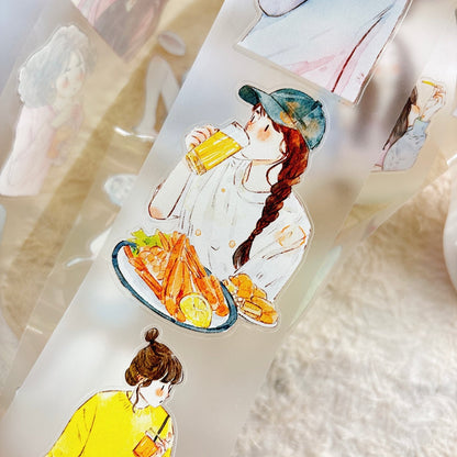 5.5cm*333cm Having a meal Die Cutting Washi/PET/Fog PET Tape for journaling, scrapbooking and collage