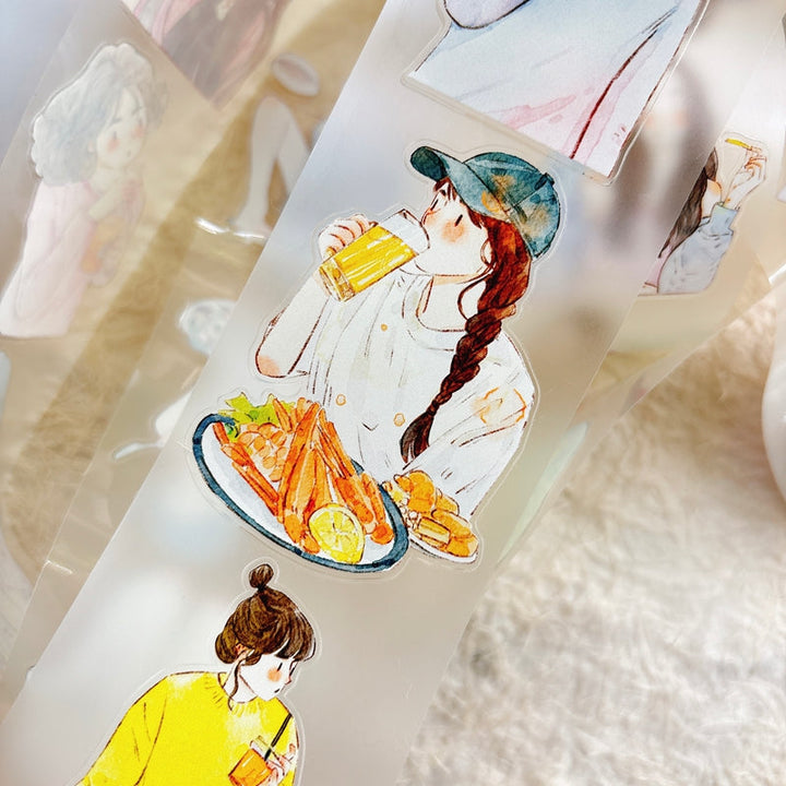 5.5cm*333cm Having a meal Die Cutting Washi/PET/Fog PET Tape for journaling, scrapbooking and collage