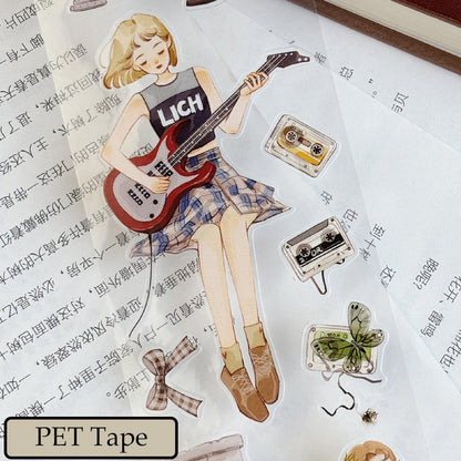 6cm*125cm Fingertip Glimmer Die Cutting Washi/PET/Shell Light PET Tape