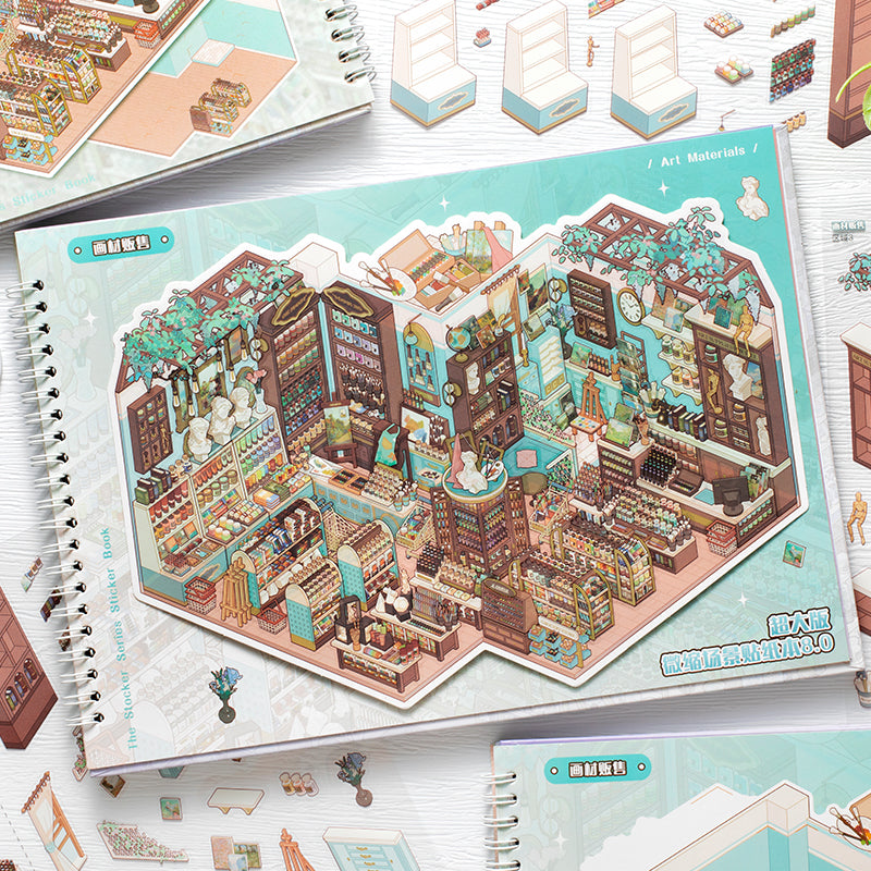 Shop Stocking Staff Series 3D Sticker Book featuring book, and shop designs for journaling, scrapbooking and collage