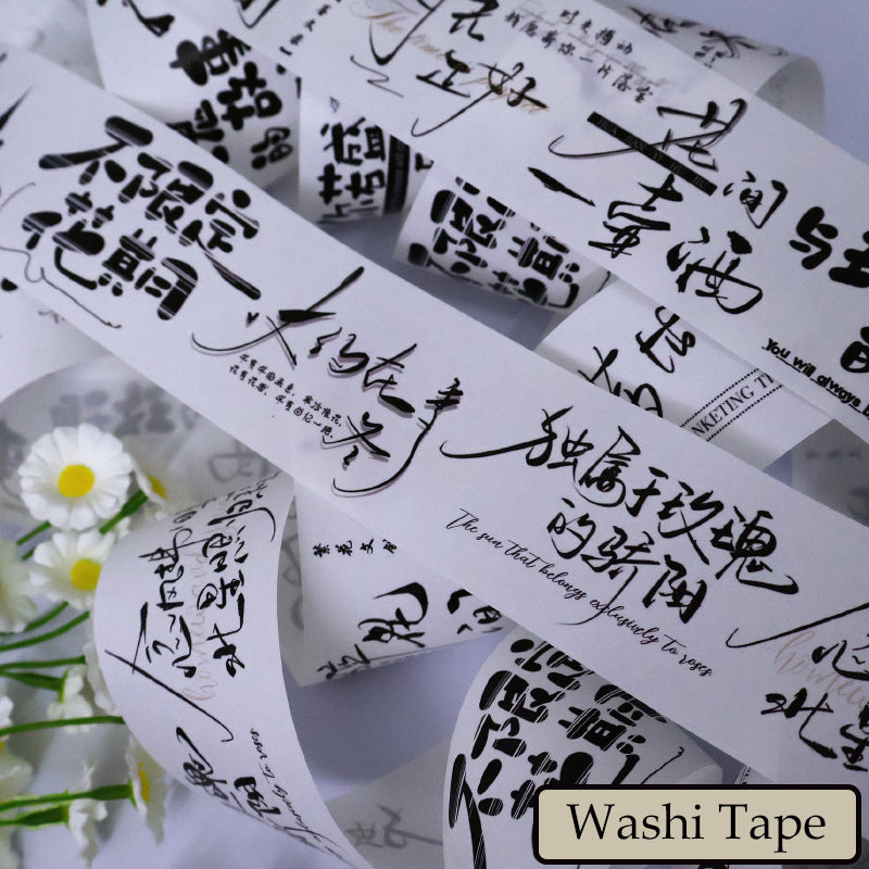 5cm*100cm Chinese text record Die Cutting Washi/PET Tape