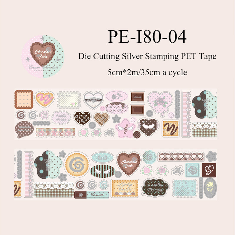 Cocoa Rose House Series Die Cutting Silver Stamping PET Tape