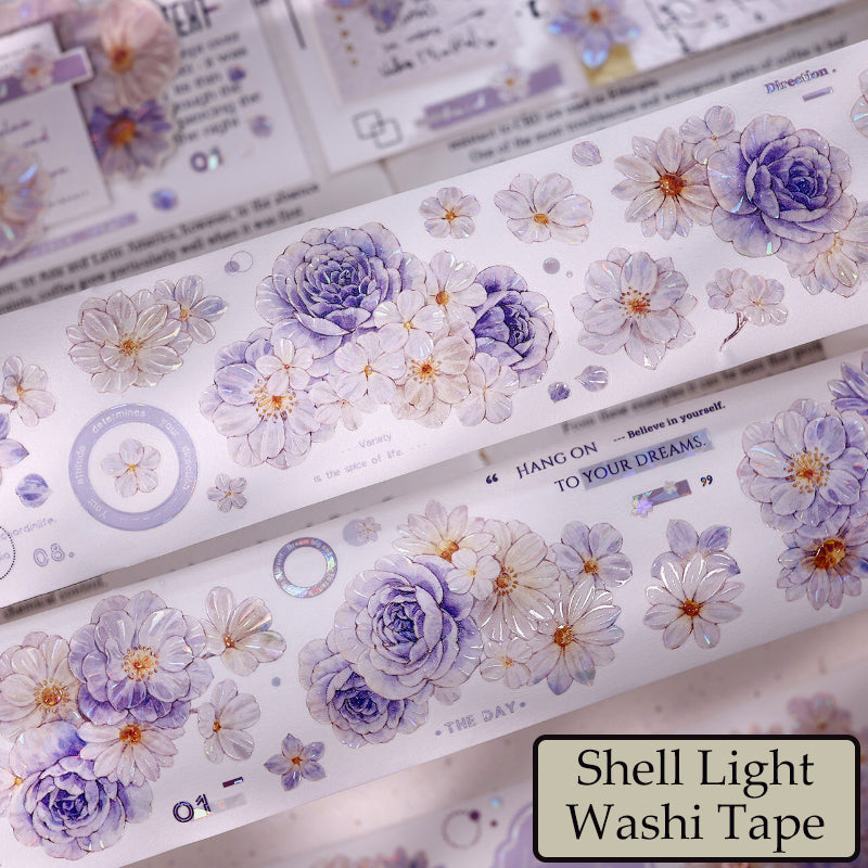5.5cm*125cm Softly Blooming Flower Die Cutting Washi/PET/Shell Light Washi/PET Tape