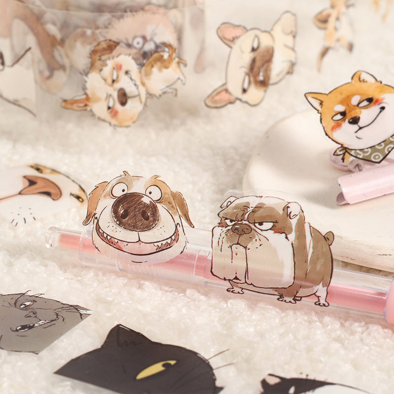Ugly Face Cats Dogs Series Die Cutting PET Tape