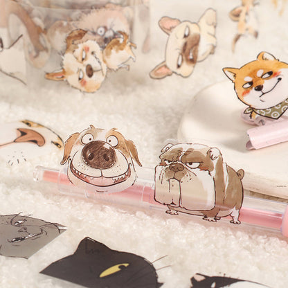 Ugly Face Cats Dogs Series Die Cutting PET Tape