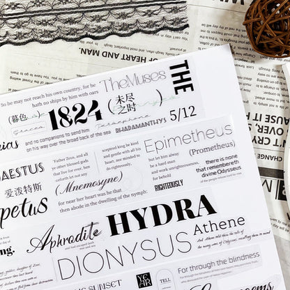 5cm*100cm Retro script Die Cutting Synthetic Paper/PET Tape featuring retro designs for journaling, scrapbooking and collage