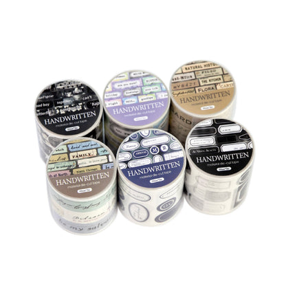 Handwritten Notes Series Die Cutting White Kraft Paper Tape featuring white designs for journaling, scrapbooking and collage