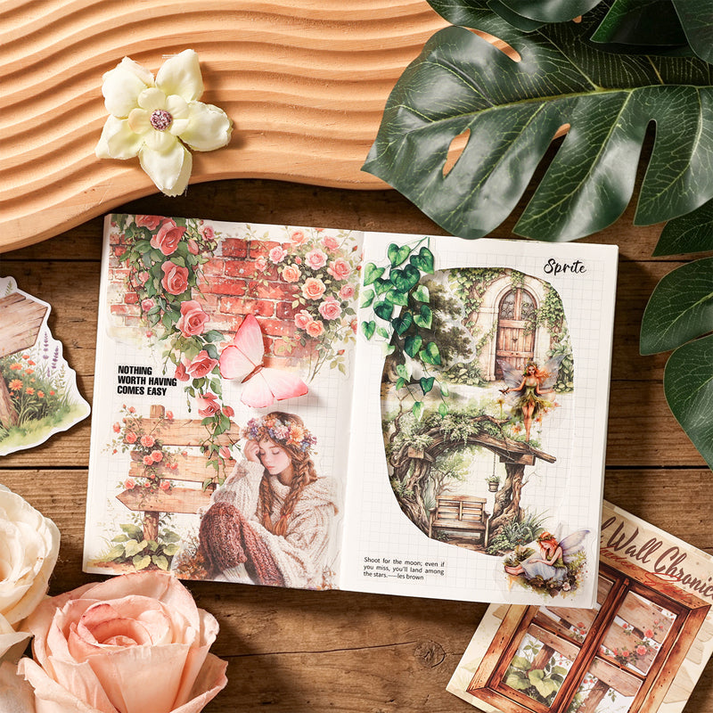 Flower Wall Prologue Series Sticker featuring flower designs for journaling, scrapbooking and collage