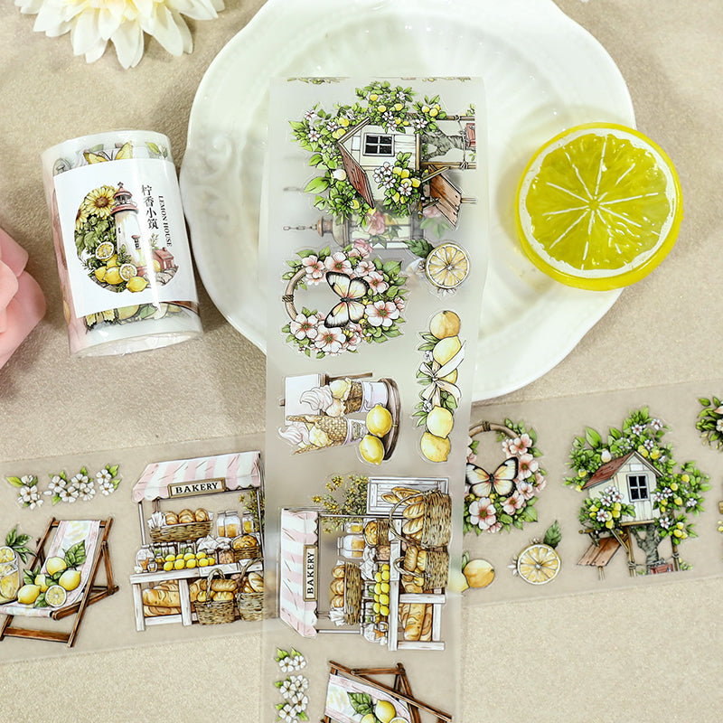 Lime Fragrant Cottage Die Cutting Fog PET Tape featuring cottage designs for journaling, scrapbooking and collage