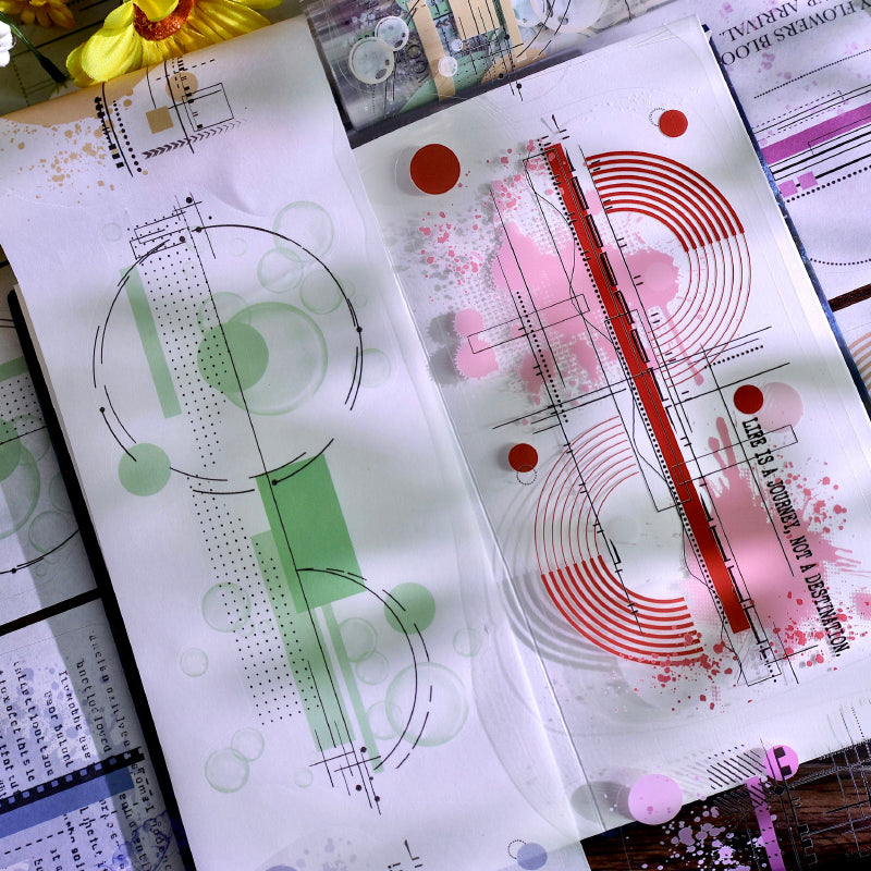 Whole Roll 10cm*5m Time Sketches Die Cutting Washi/PET Tape for journaling, scrapbooking and collage