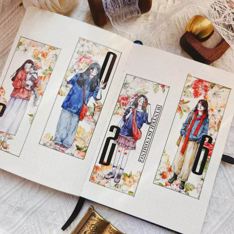 5.5cm*333cm Slow paced narrative Die Cutting Washi/PET/Fog PET Tape for journaling, scrapbooking and collage
