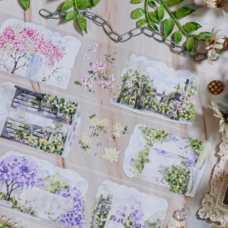 Whole Roll 6.5cm*5m Small Garden PET Tape featuring garden designs for journaling, scrapbooking and collage